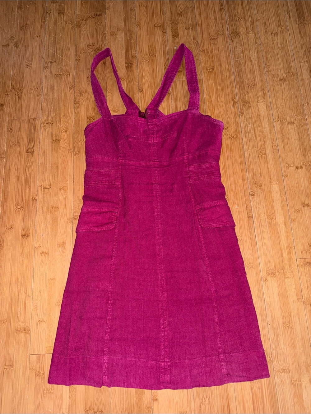Sleeveless Fuchsia Mini Dress with Pocket Details
